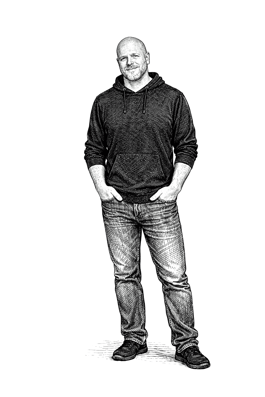 Full body sketch of Seth Webster