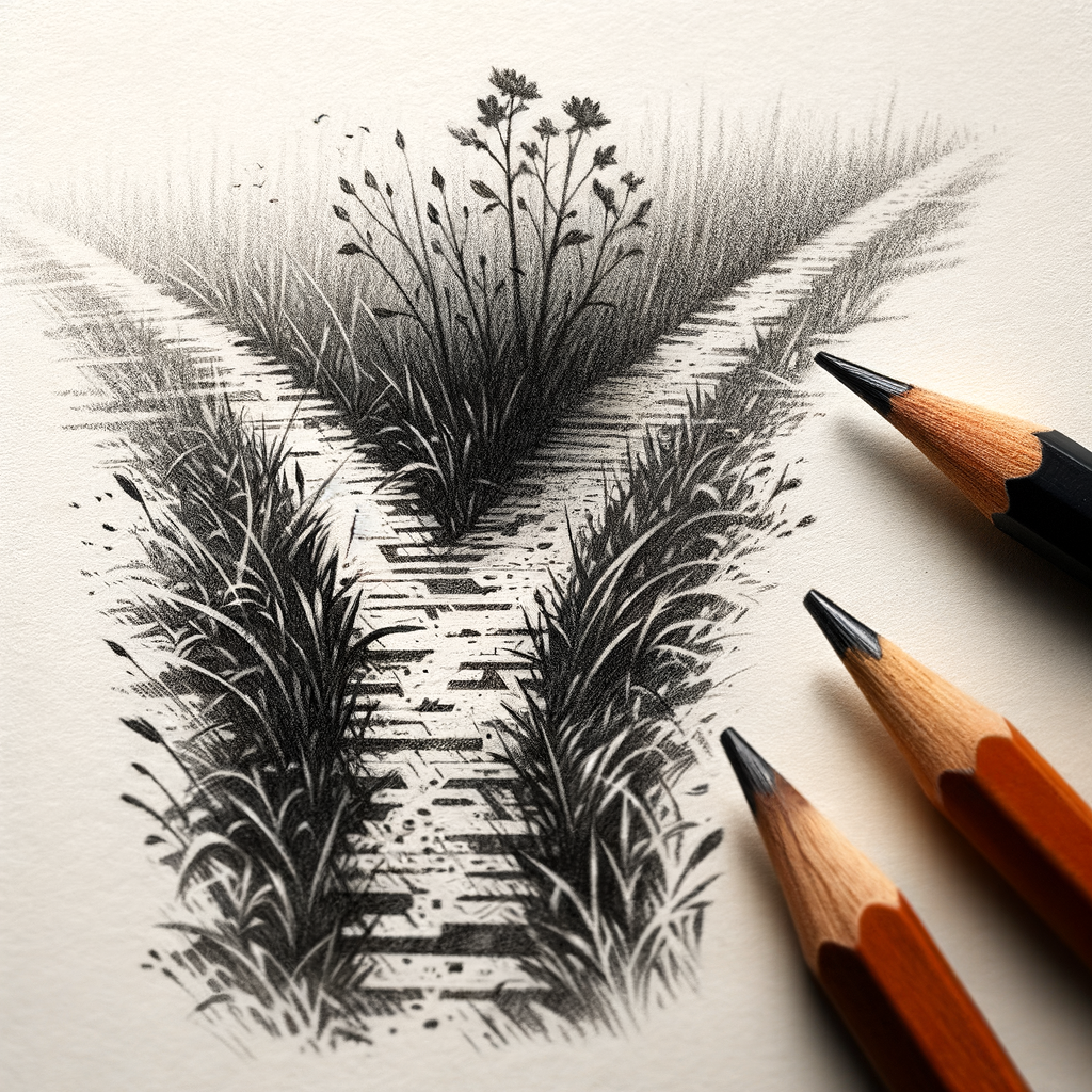 A fork in a road, one path overgrown