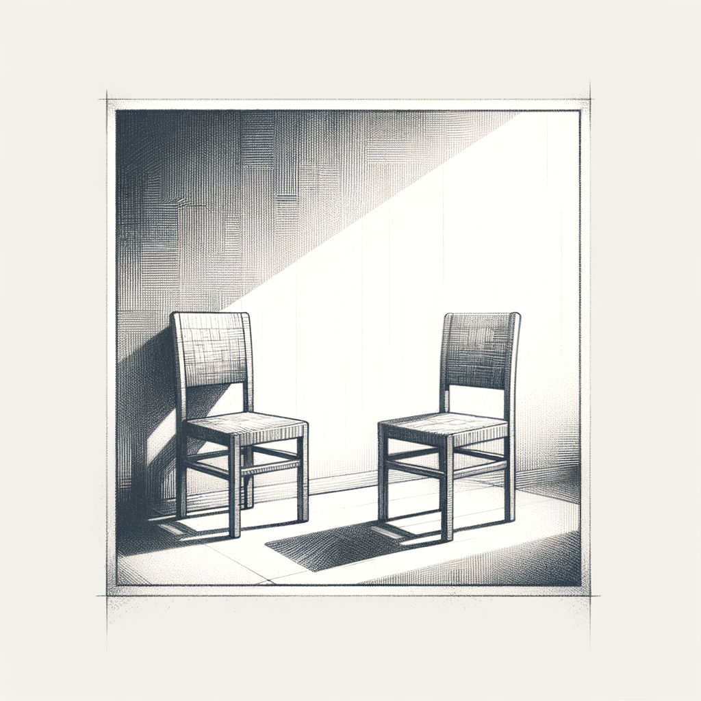 Two chairs, one turned away