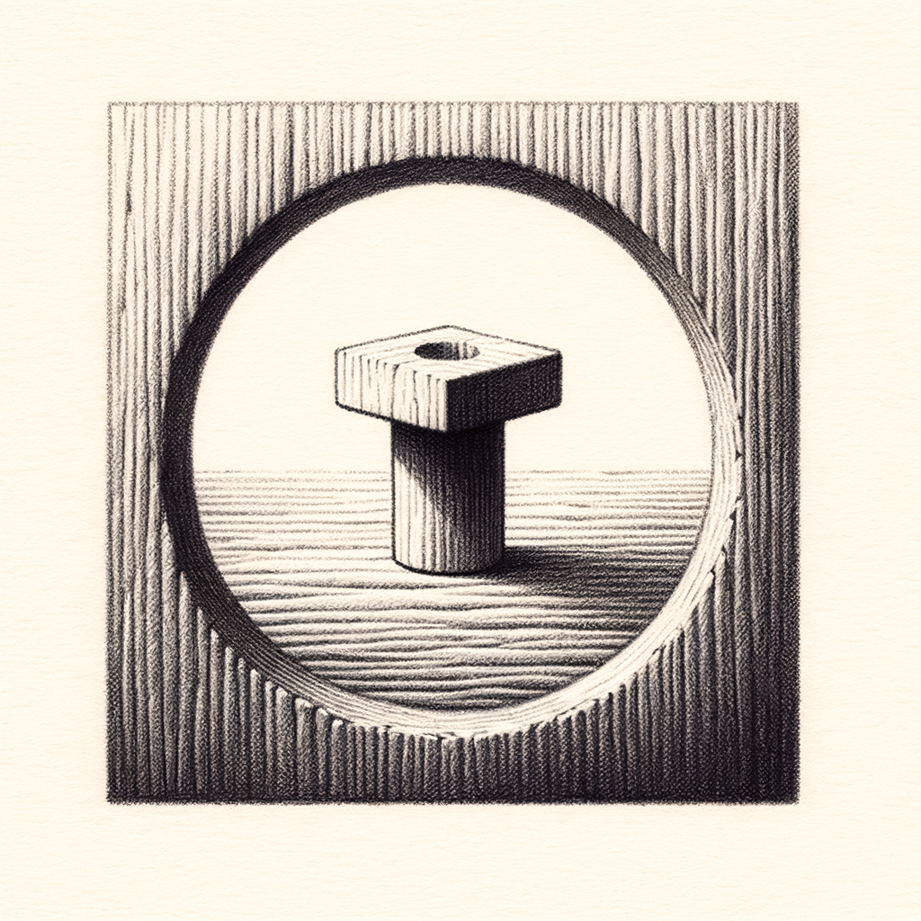 A square peg above a round hole